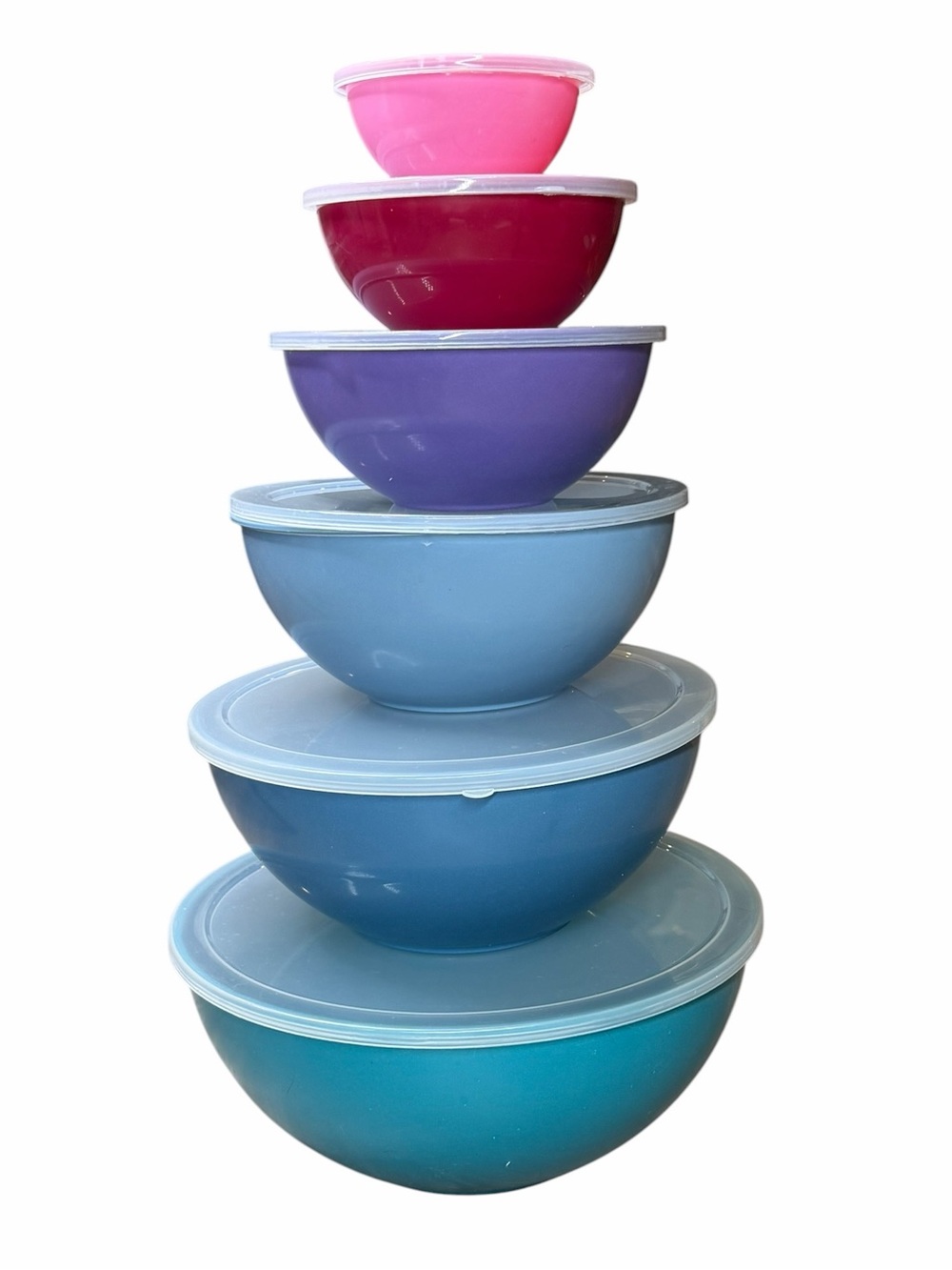 Thyme & Table 12-Piece Multicolor Plastic Nesting Stackable Mixing Bowls & Lids